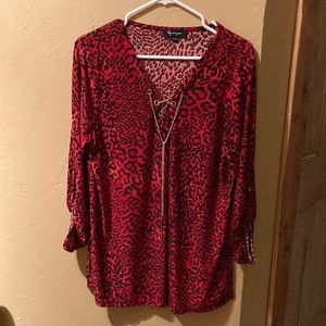 Red Cheetah Print Blouse